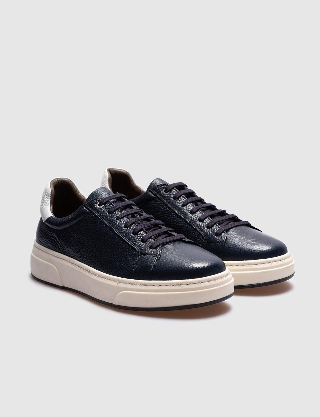 Hakiki Deri Lacivert Bağcıklı Erkek Spor Ayakkabı