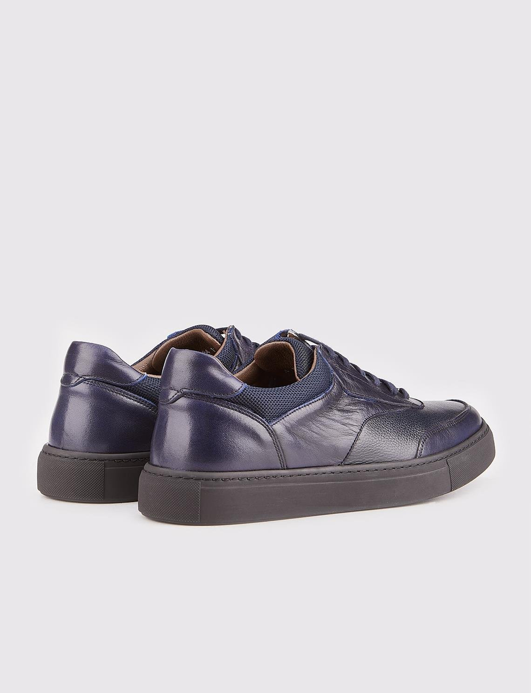 Hakiki Deri Lacivert Bağcıklı Erkek Spor Ayakkabı