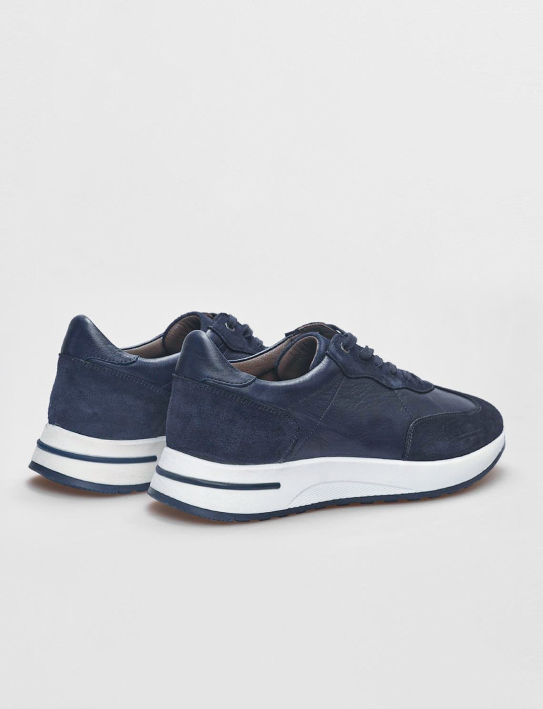 Hakiki Deri Lacivert Bağcıklı Süet Erkek Spor Ayakkabı