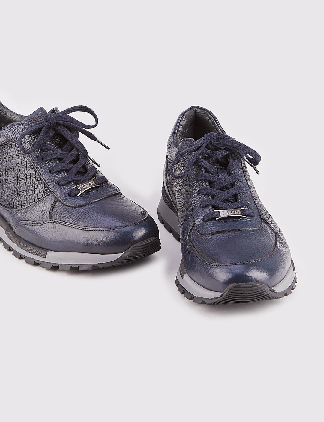 Hakiki Deri Lacivert Bağcıklı Termo Tabanlı Erkek Spor Ayakkabı