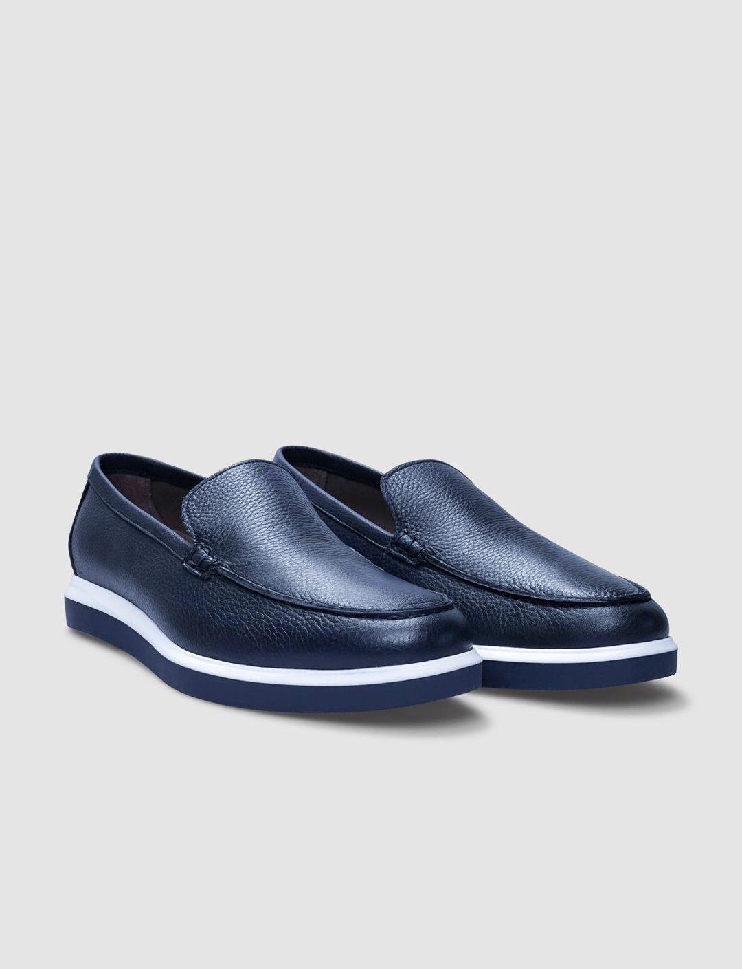 Men Genuine Leather Navy Blue  Shoes