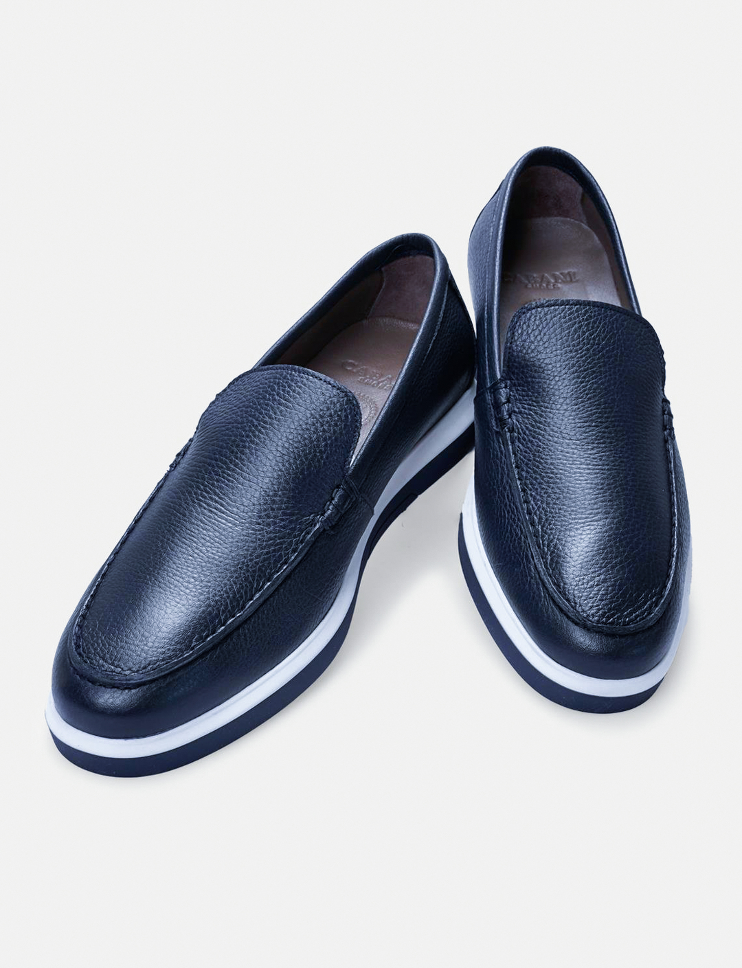 Men Genuine Leather Navy Blue  Shoes