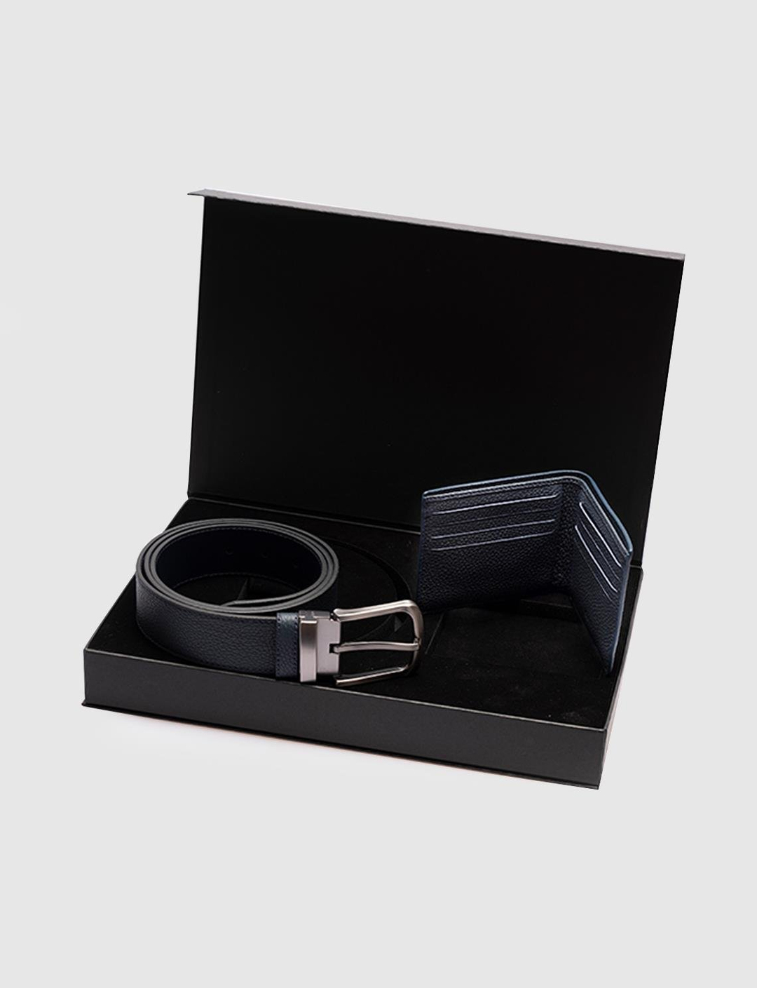 Hakiki Deri Lacivert Erkek Kemer-Cüzdan Set