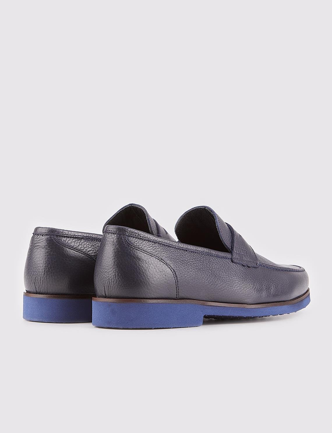 Hakiki Deri Lacivert Erkek Kemer Detaylı Günlük Ayakkabı