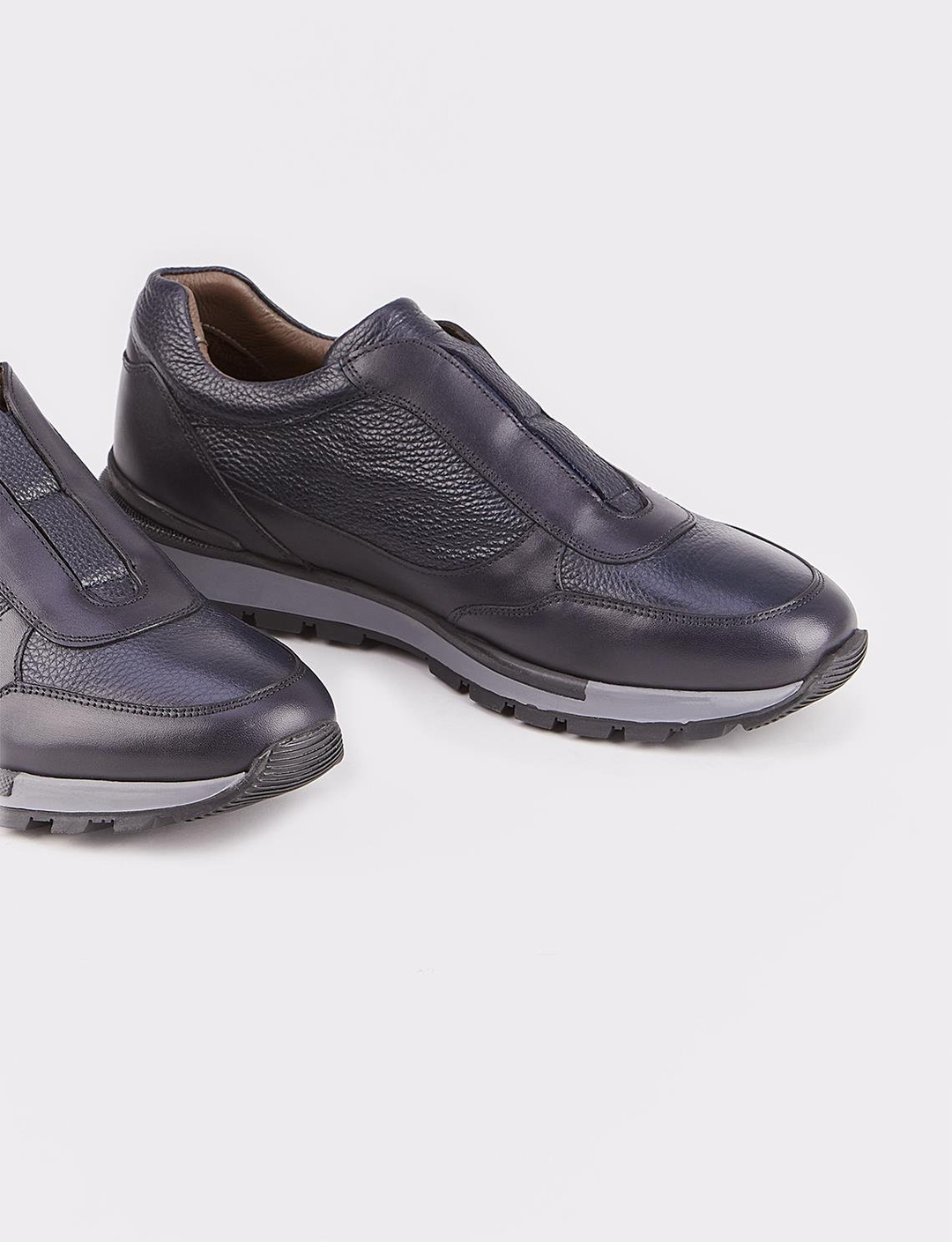 Hakiki Deri Lacivert Erkek Sneaker Spor Ayakkabı