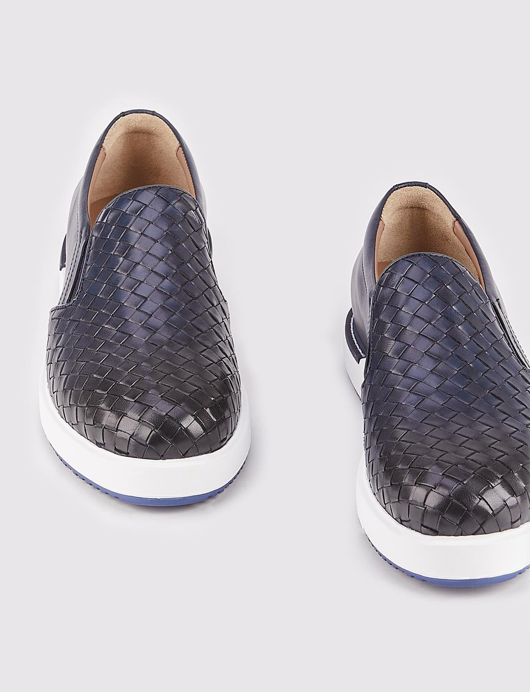 Hakiki Deri Lacivert Eva Tabanlı Erkek Günlük Ayakkabı