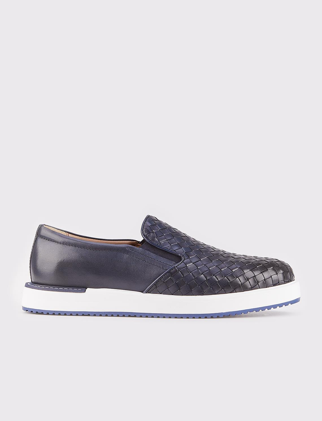 Hakiki Deri Lacivert Eva Tabanlı Erkek Günlük Ayakkabı