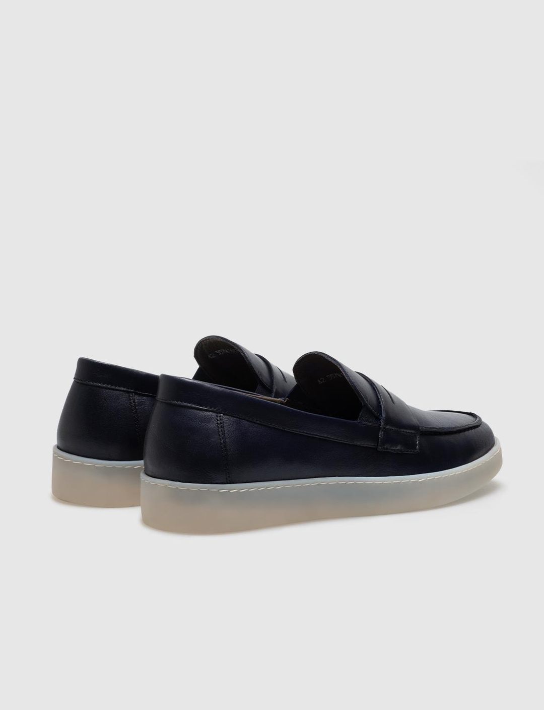 Men Navy Blue Genuine Leather Casual Slip On Shoes