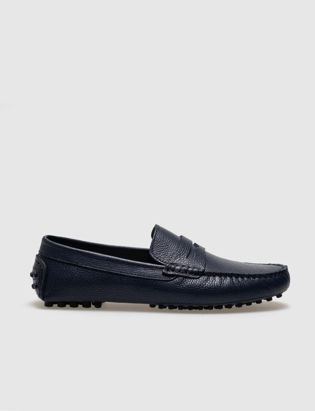 Men Navy Blue Genuine Leather Penny Loafers