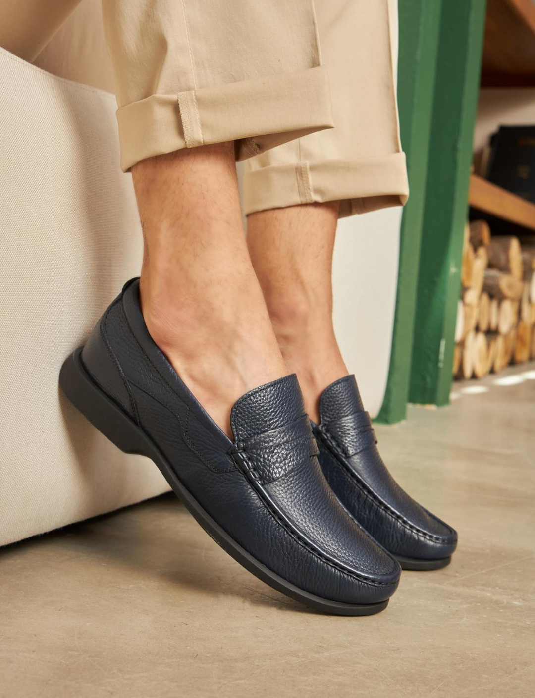 Hakiki Deri Lacivert Makosen Erkek Günlük Ayakkabı