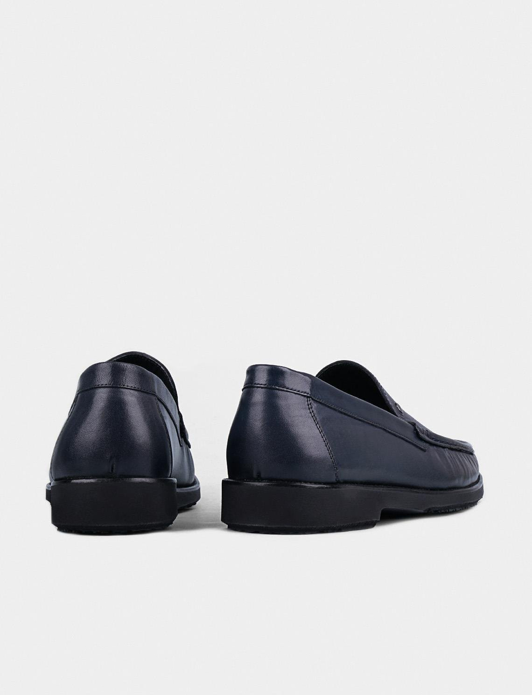 Hakiki Deri Lacivert Neolit Tabanlı Erkek Günlük Ayakkabı