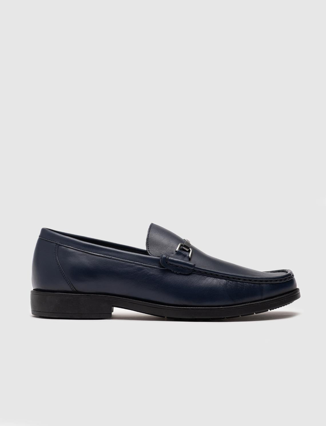 Men Navy Blue Genuine Leather Bit Loafers