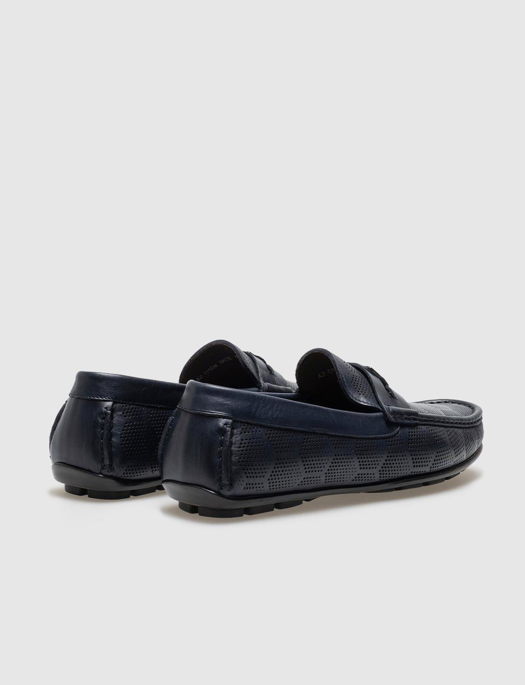 Men Navy Blue Genuine Leather Penny Loafers
