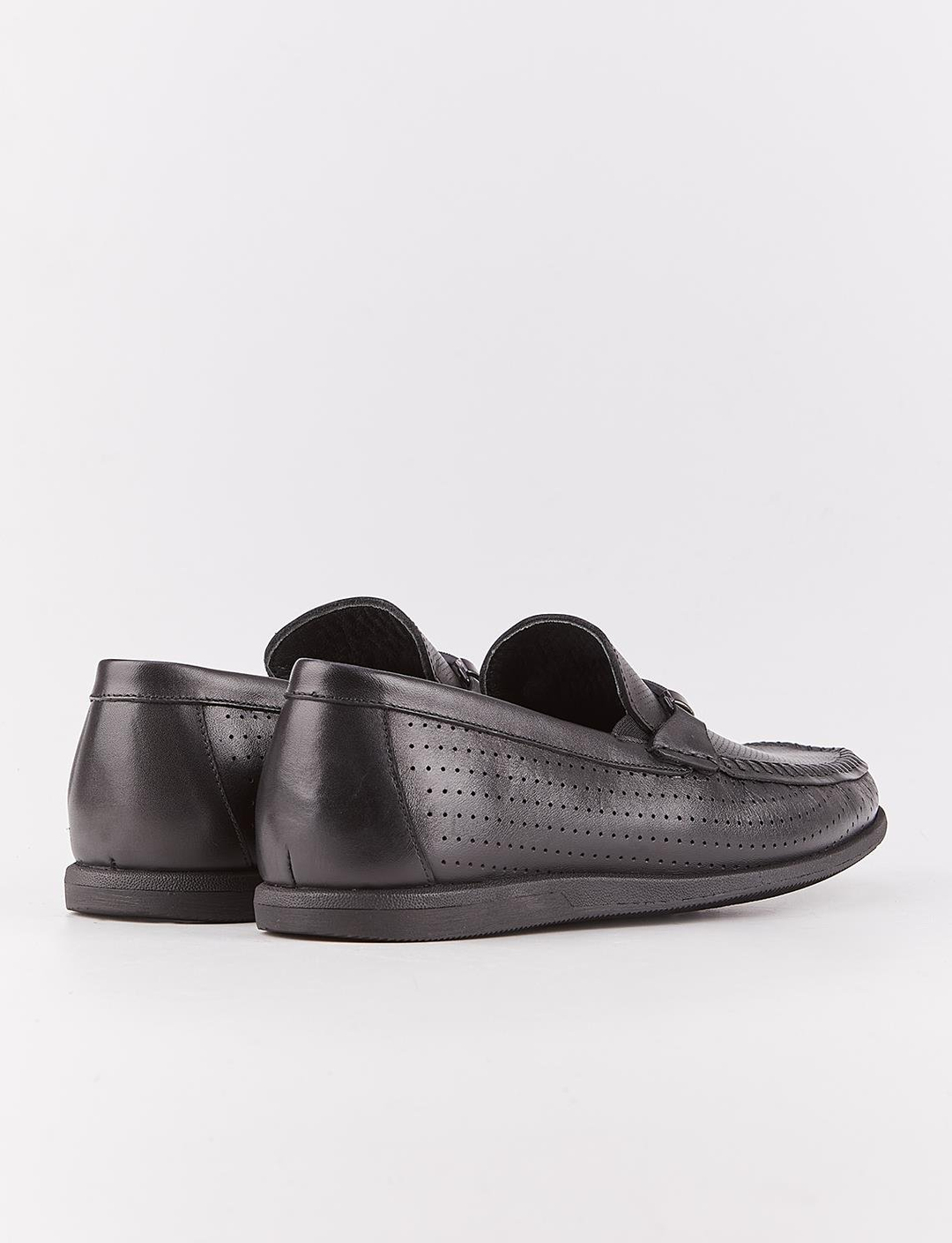 Men Black Genuine Leather Bit Loafers