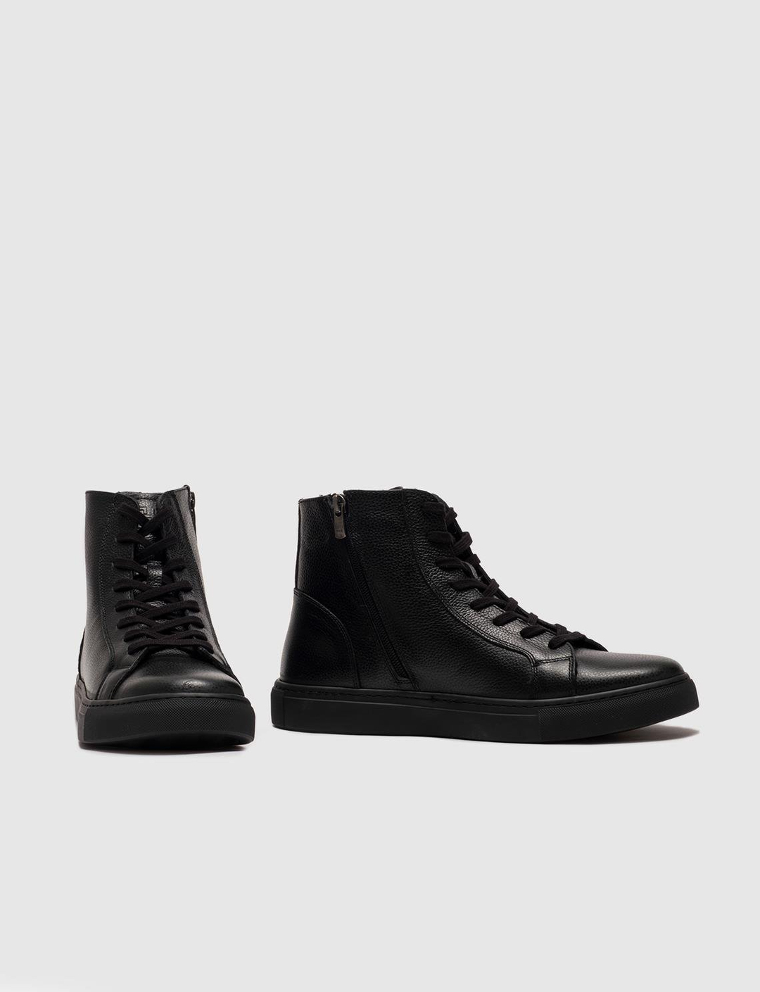 Hakiki Deri Light Kauçuk Tabanlı Siyah Bağcıklı Fermuarlı Erkek Günlük Bot