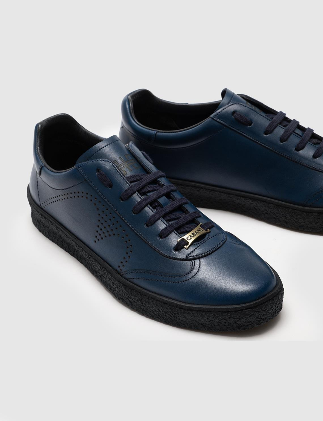 Men Blue Genuine Leather Lace Up Front Sneakers