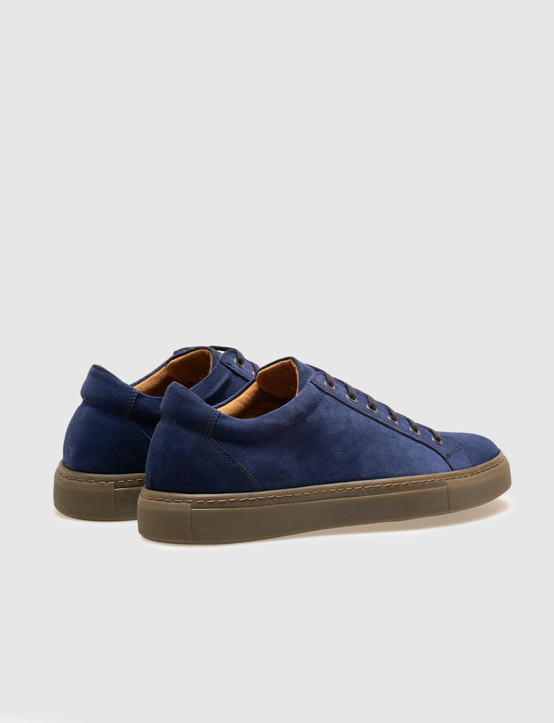 Hakiki Deri Mavi Süet Bağcıklı Erkek Spor Ayakkabı