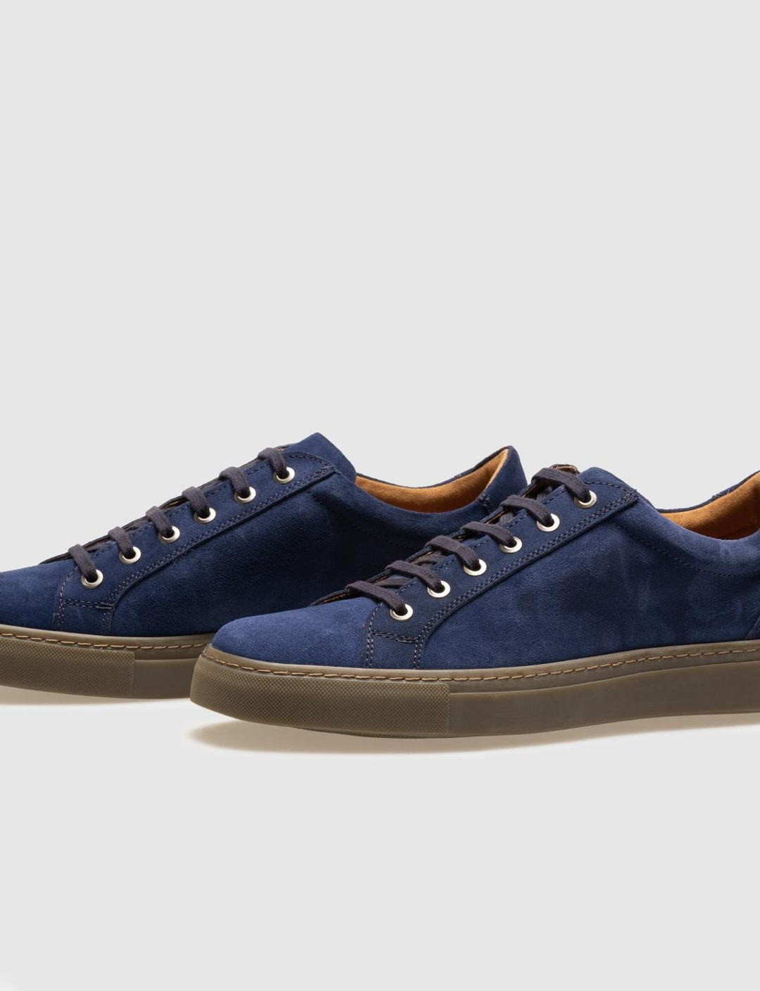 Hakiki Deri Mavi Süet Bağcıklı Erkek Spor Ayakkabı