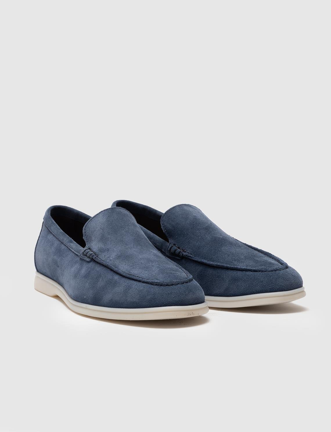 Men Blue Suede Genuine Leather Slip On Casual Shoes