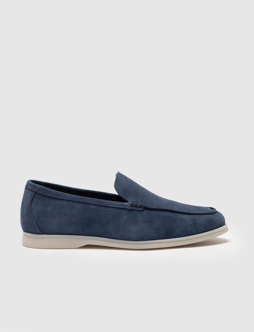 Men Blue Suede Genuine Leather Slip On Casual Shoes