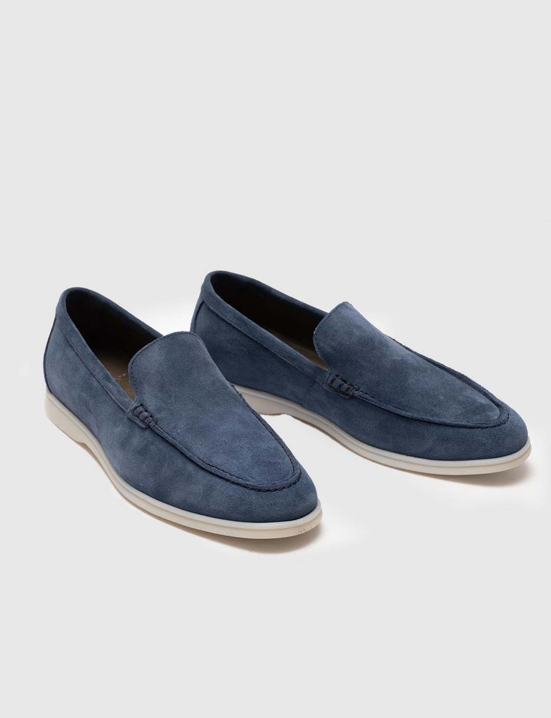 Men Blue Suede Genuine Leather Slip On Casual Shoes
