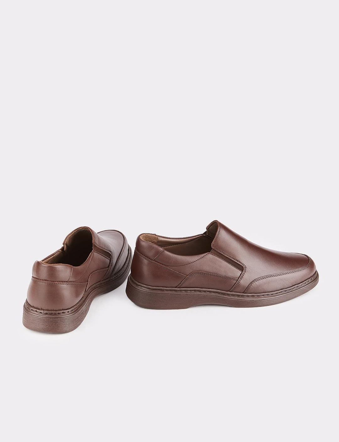 Men Brown Genuine Leather Slip On Casual Shoes