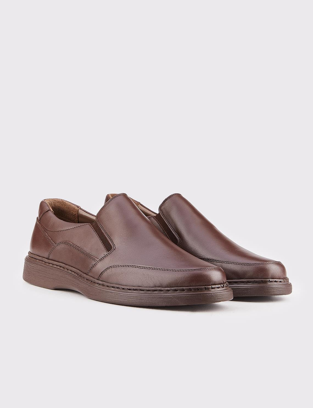 Men Brown Genuine Leather Slip On Casual Shoes