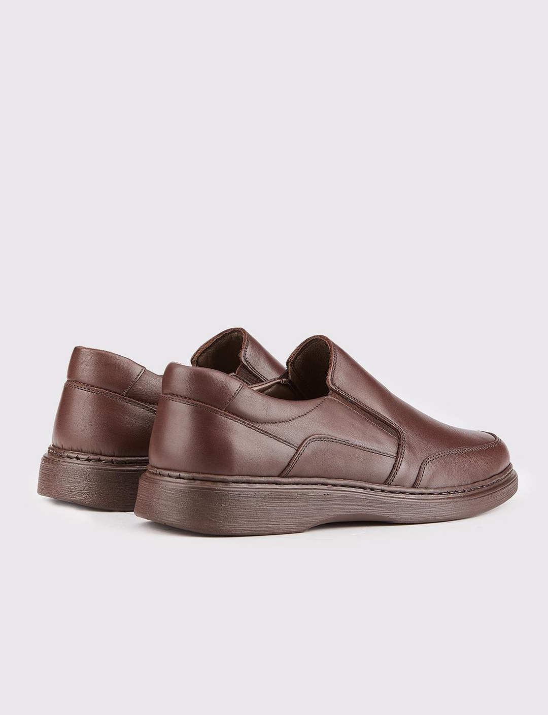 Men Brown Genuine Leather Slip On Casual Shoes