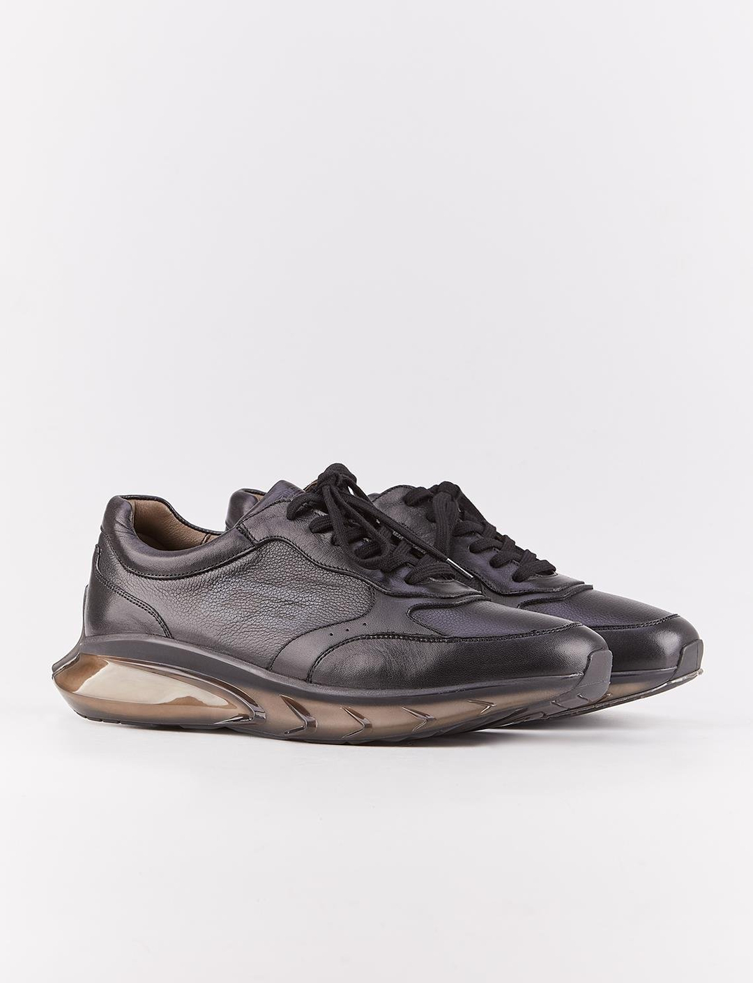 Hakiki Deri Mevsimlik Siyah Bağcıklı Erkek Spor Ayakkabı