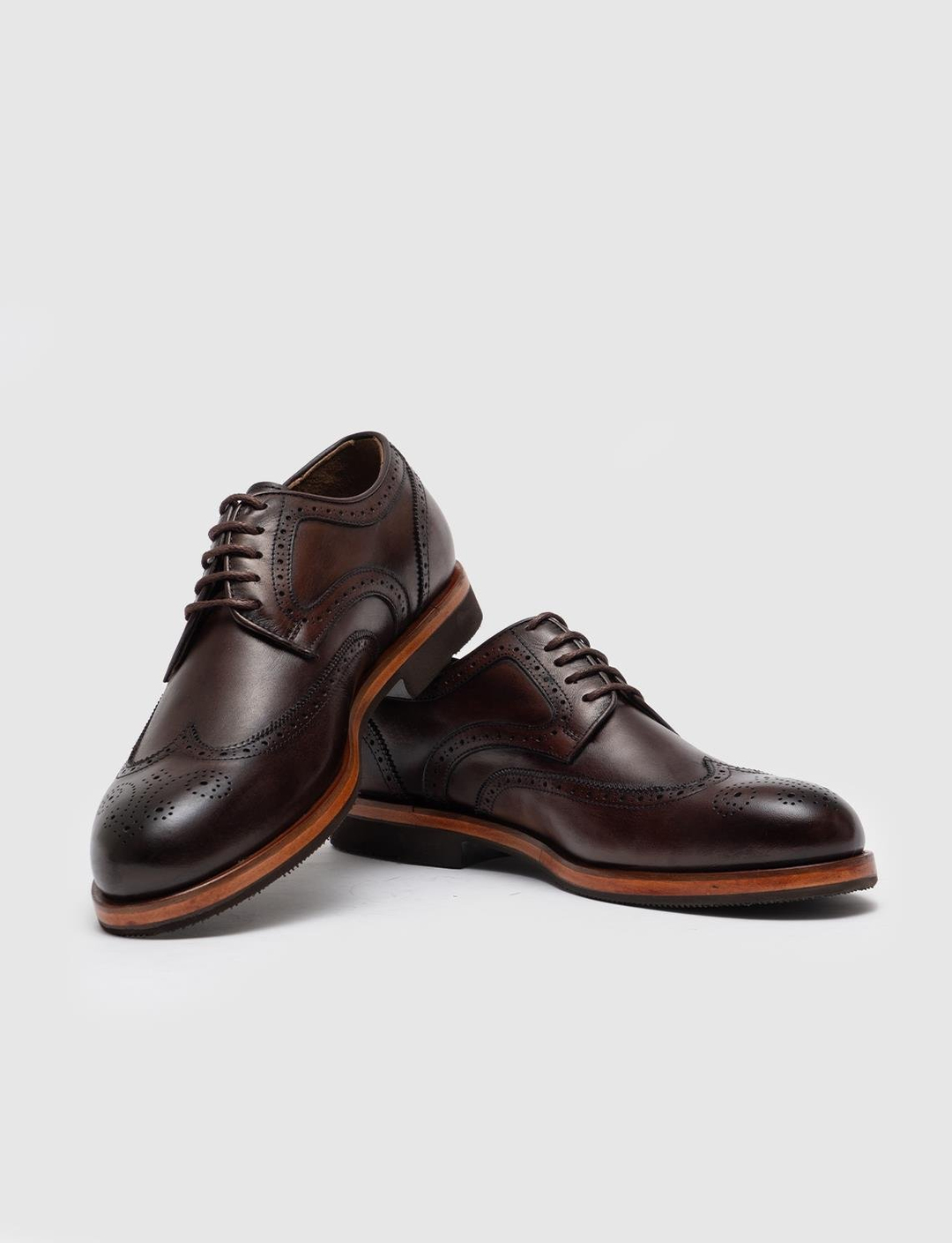 Hakiki Deri Motifli Kahverengi Erkek Klasik Ayakkabı