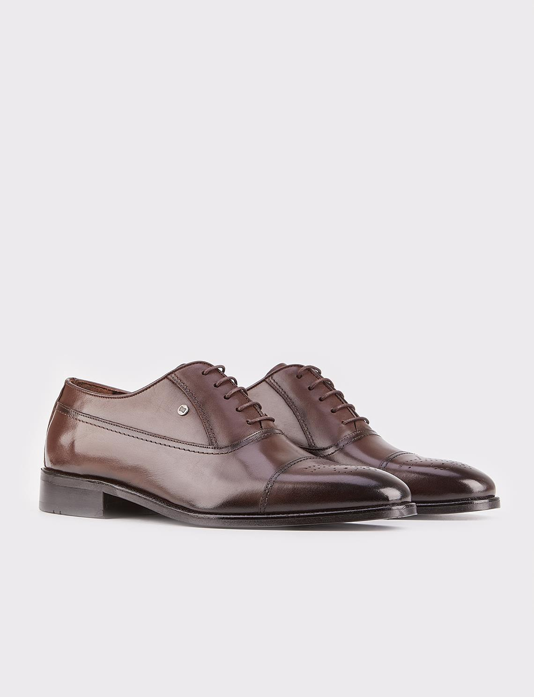 Hakiki Deri Neolit Tabanlı Kahverengi Bağcıklı Erkek Klasik Ayakkabı