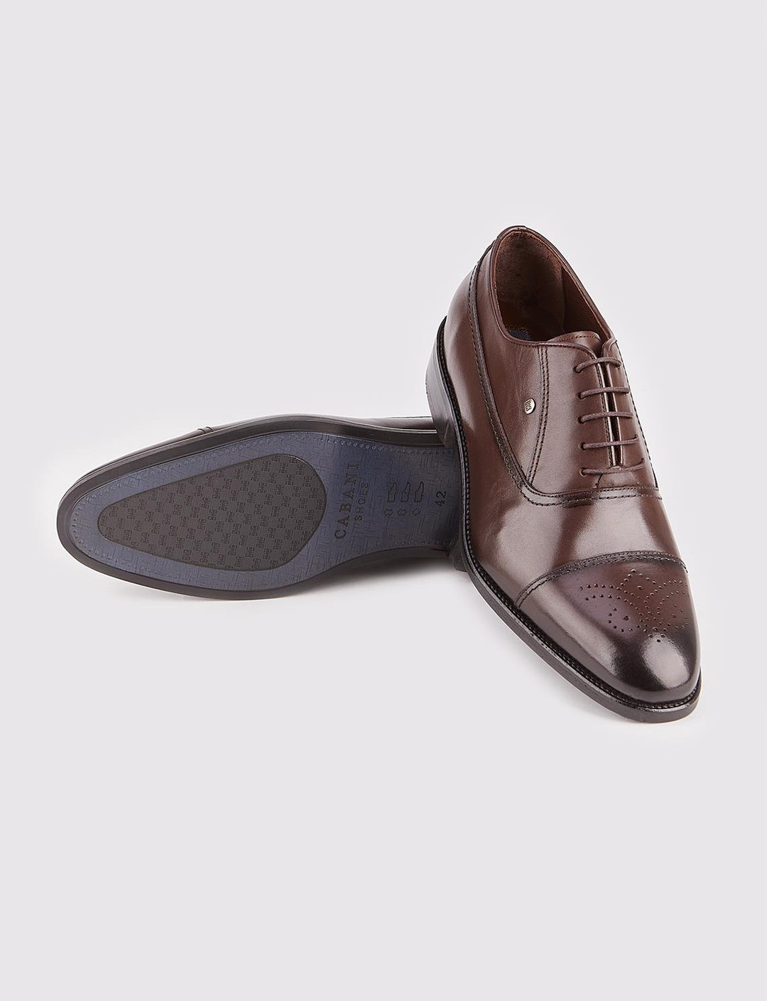 Hakiki Deri Neolit Tabanlı Kahverengi Bağcıklı Erkek Klasik Ayakkabı