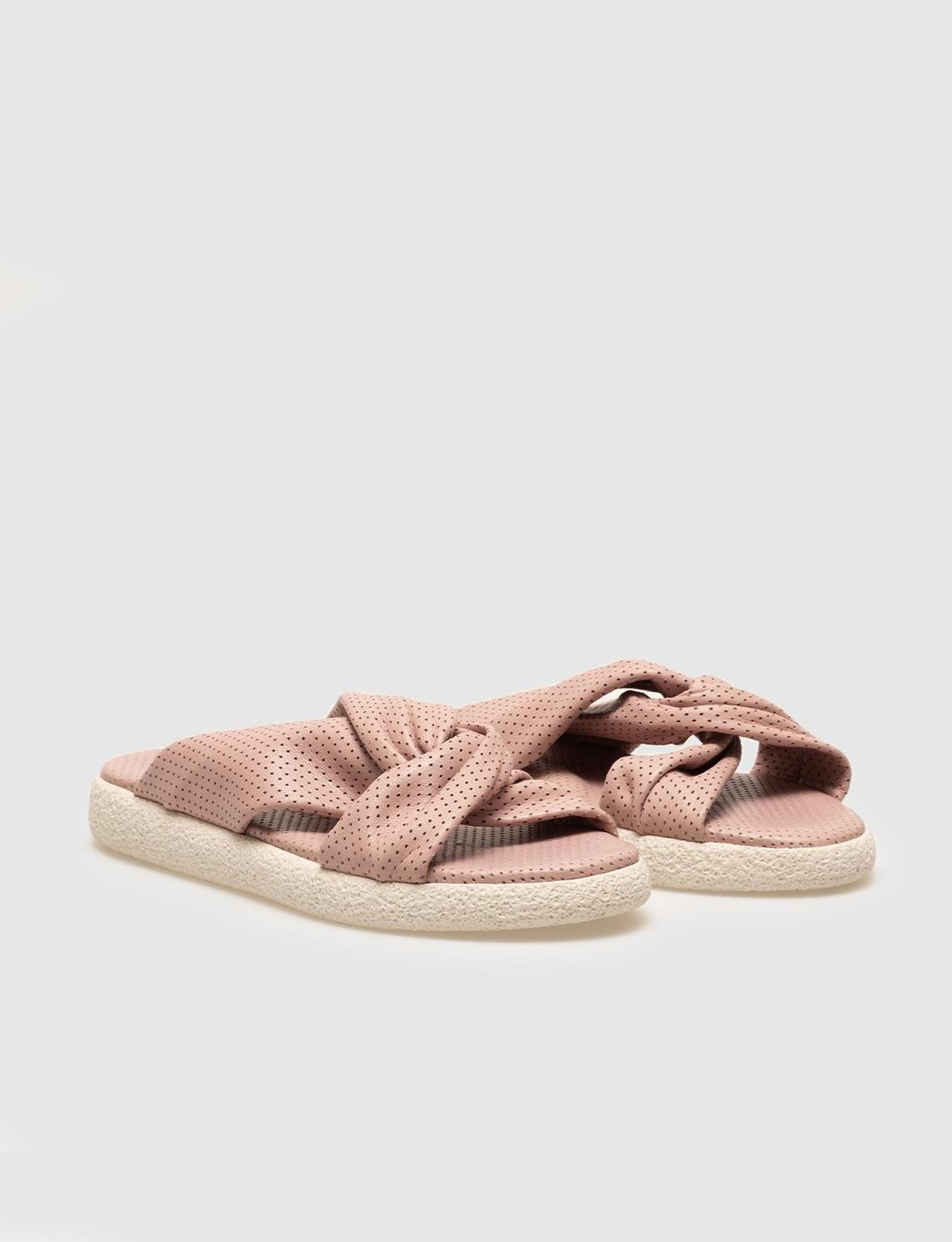 Hakiki Deri Pembe Kadın Düz Terlik