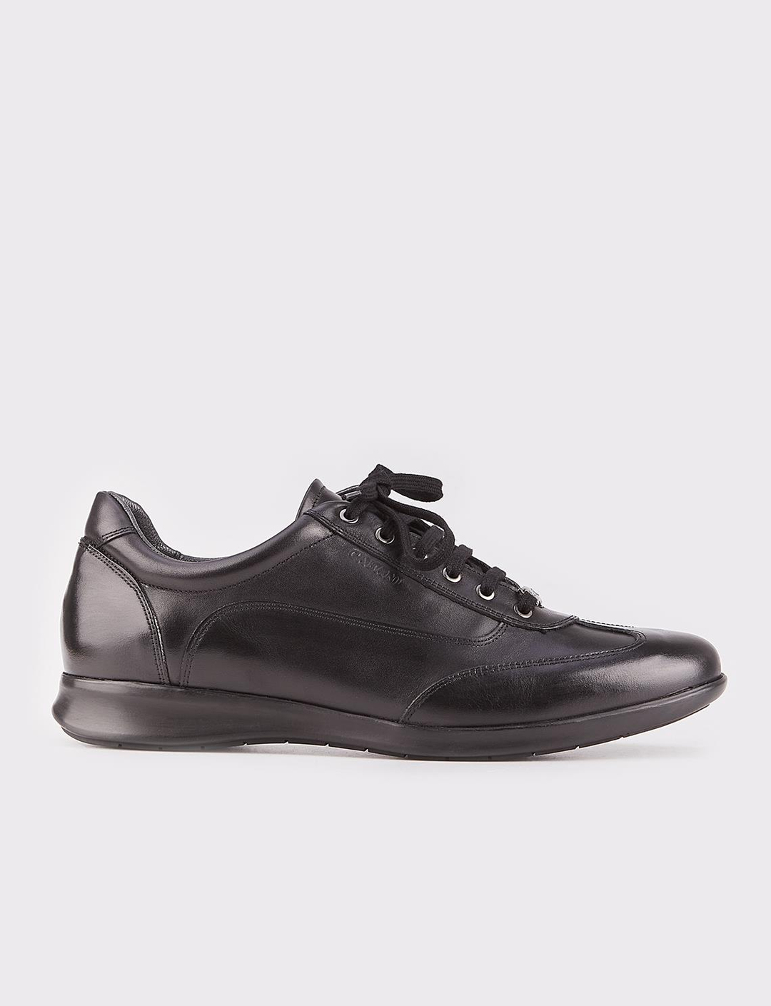 Men Black Genuine Leather Lace Up Front Sneakers