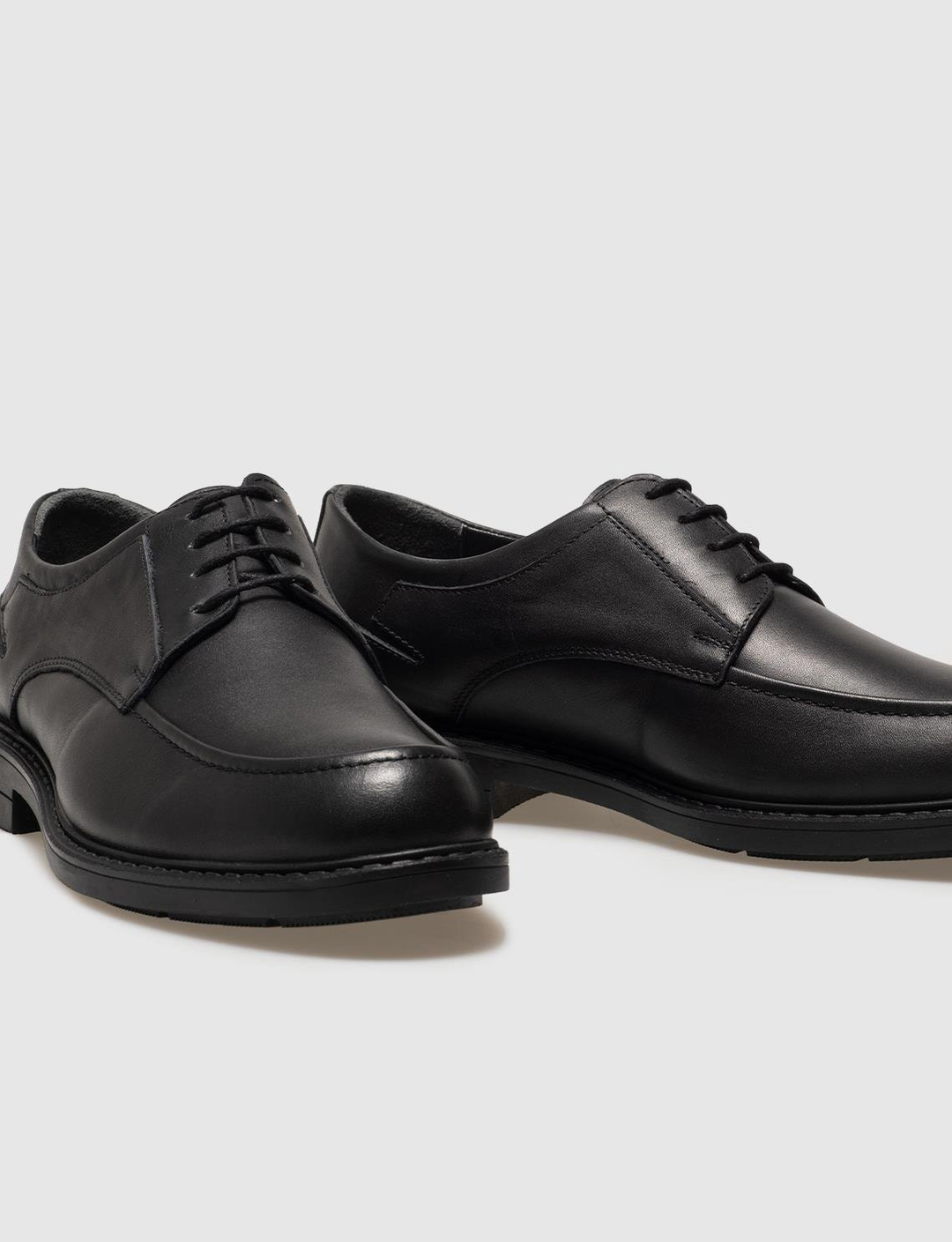 Men Black Genuine Leather Lace Up Casual Shoes