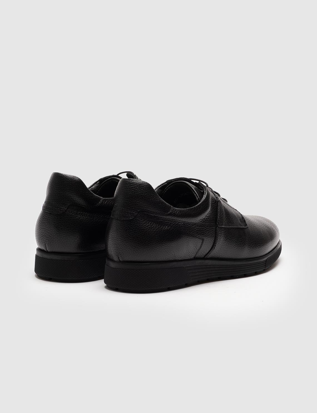 Men Black Genuine Leather Lace Up Casual Shoes