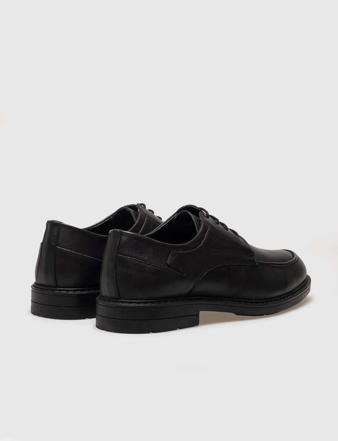 Men Black Genuine Leather Lace Up Casual Shoes