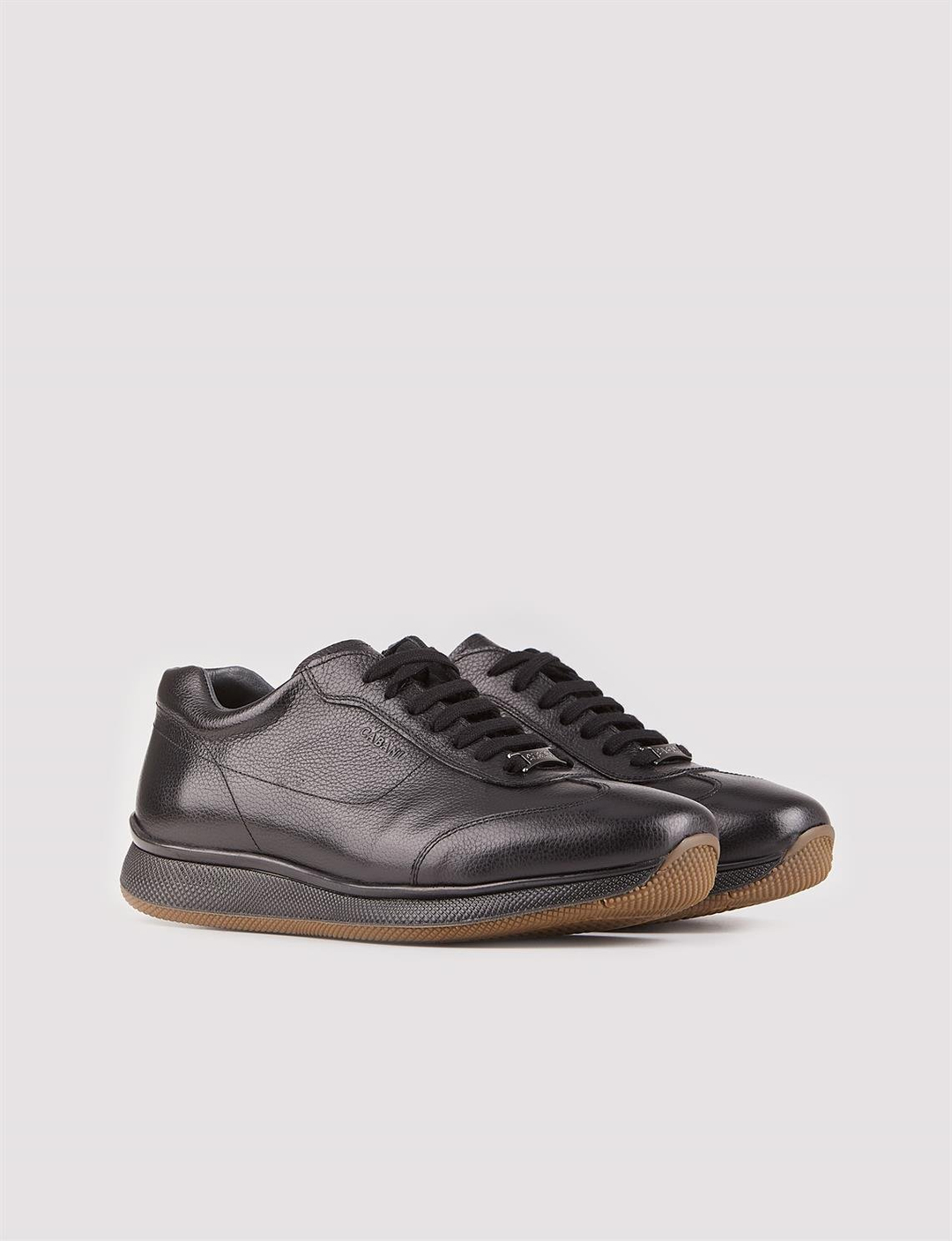 Hakiki Deri Siyah Bağcıklı Erkek Günlük Spor Sneaker Ayakkabı