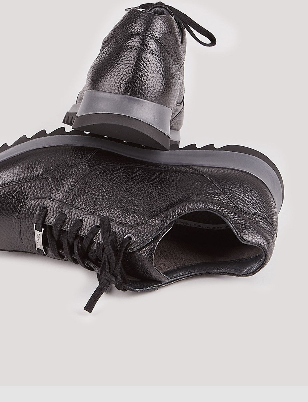 Men Black Genuine Leather Lace Up Casual Shoes