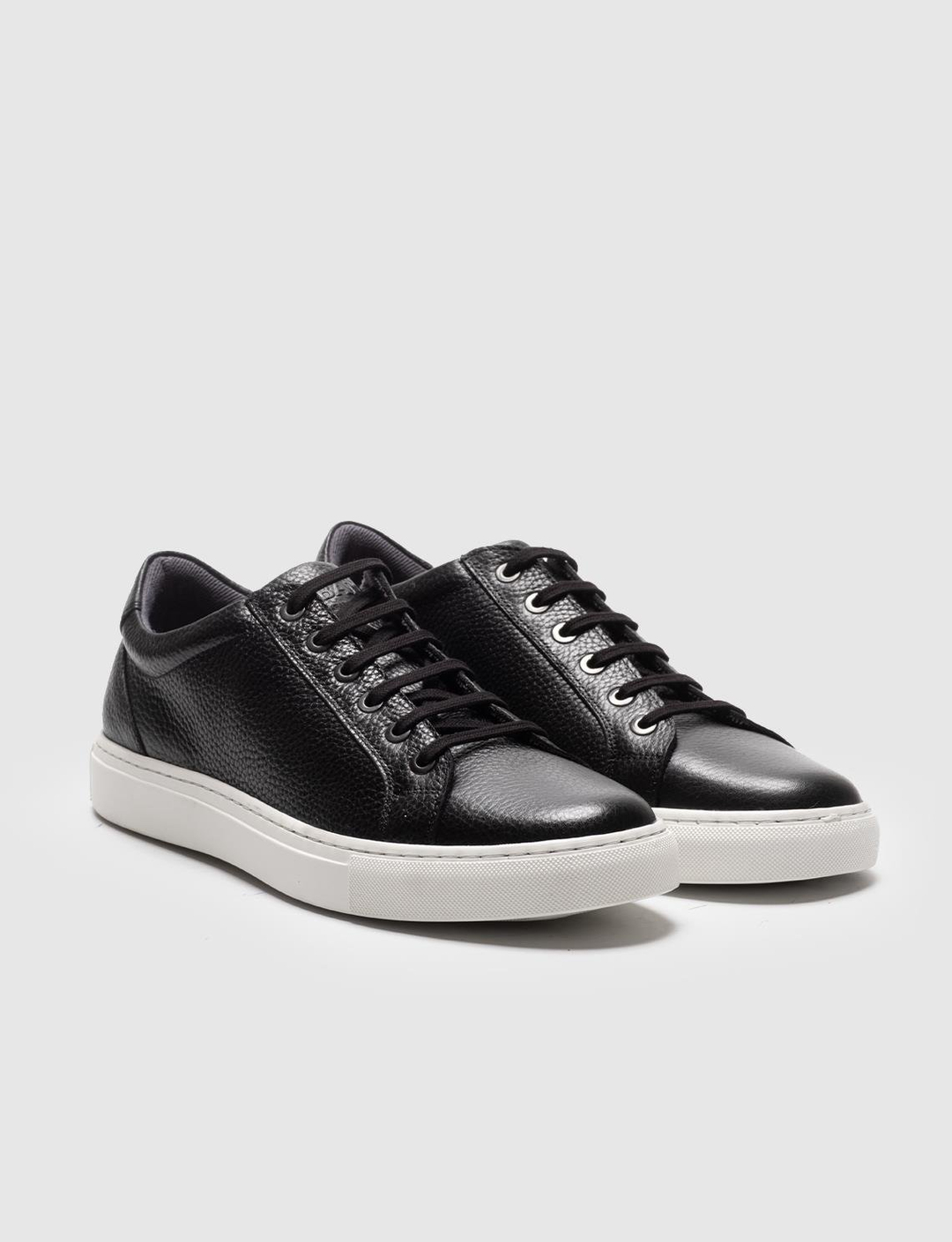 Hakiki Deri Siyah Bağcıklı Erkek Sneaker Ayakkabı