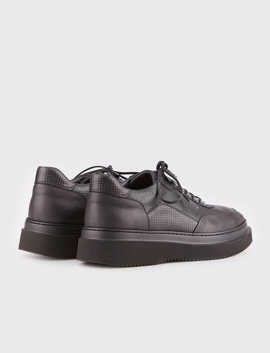 Hakiki Deri Siyah Bağcıklı Günlük Erkek Ayakkabı