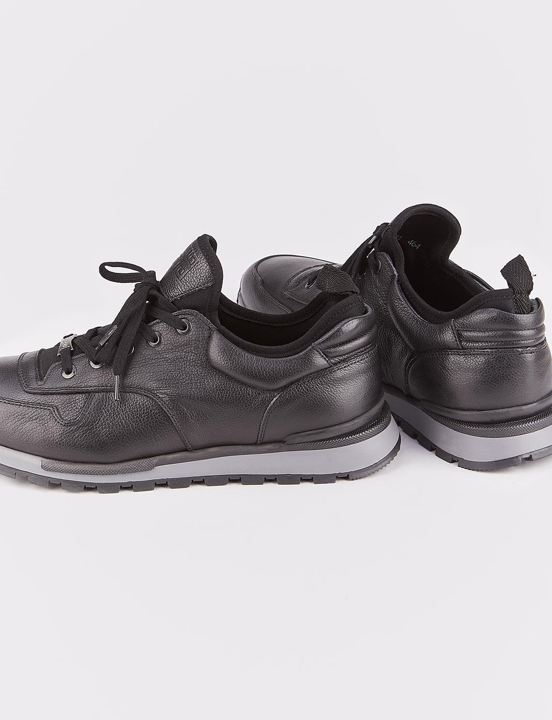 Hakiki Deri Siyah Bağcıklı Streç Detaylı Erkek Spor Ayakkabı