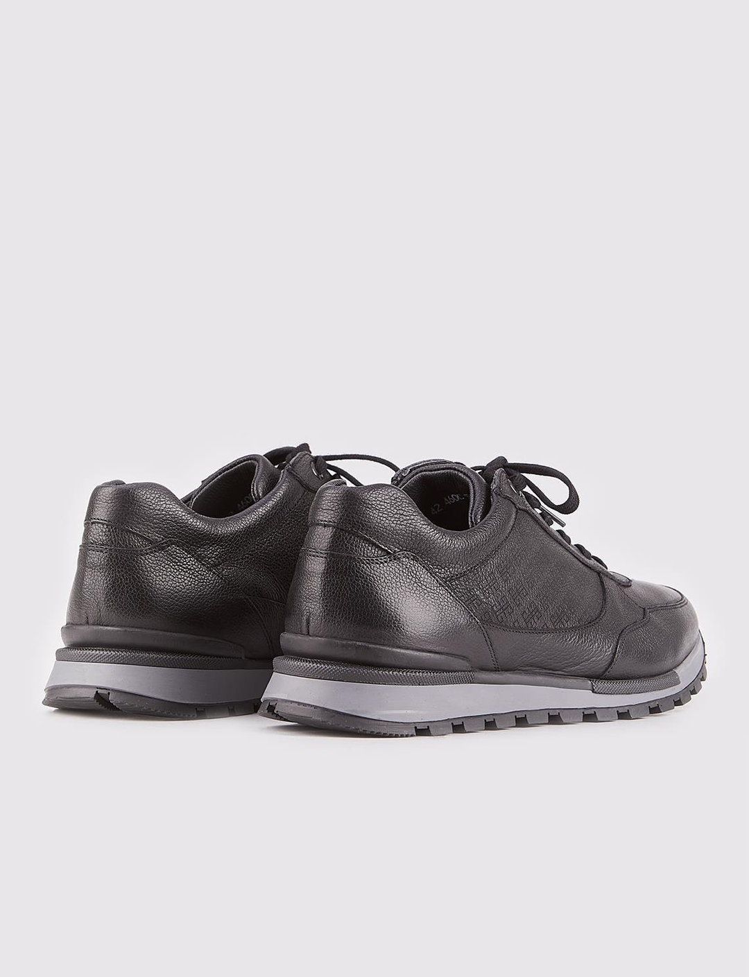 Men Black Genuine Leather Lace Up Front Sneakers