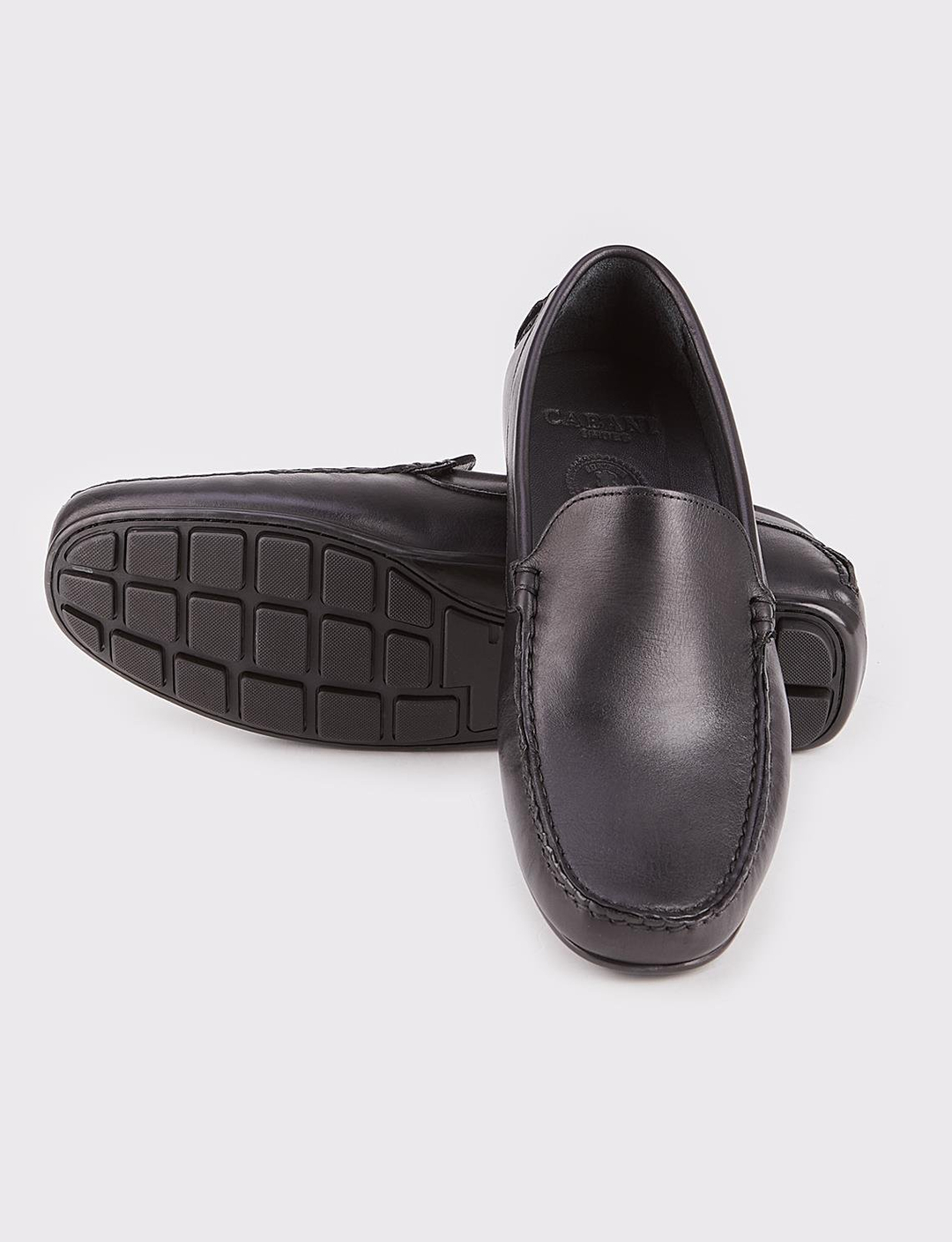 Hakiki Deri Siyah Bağcıksız Erkek Loafer Ayakkabı