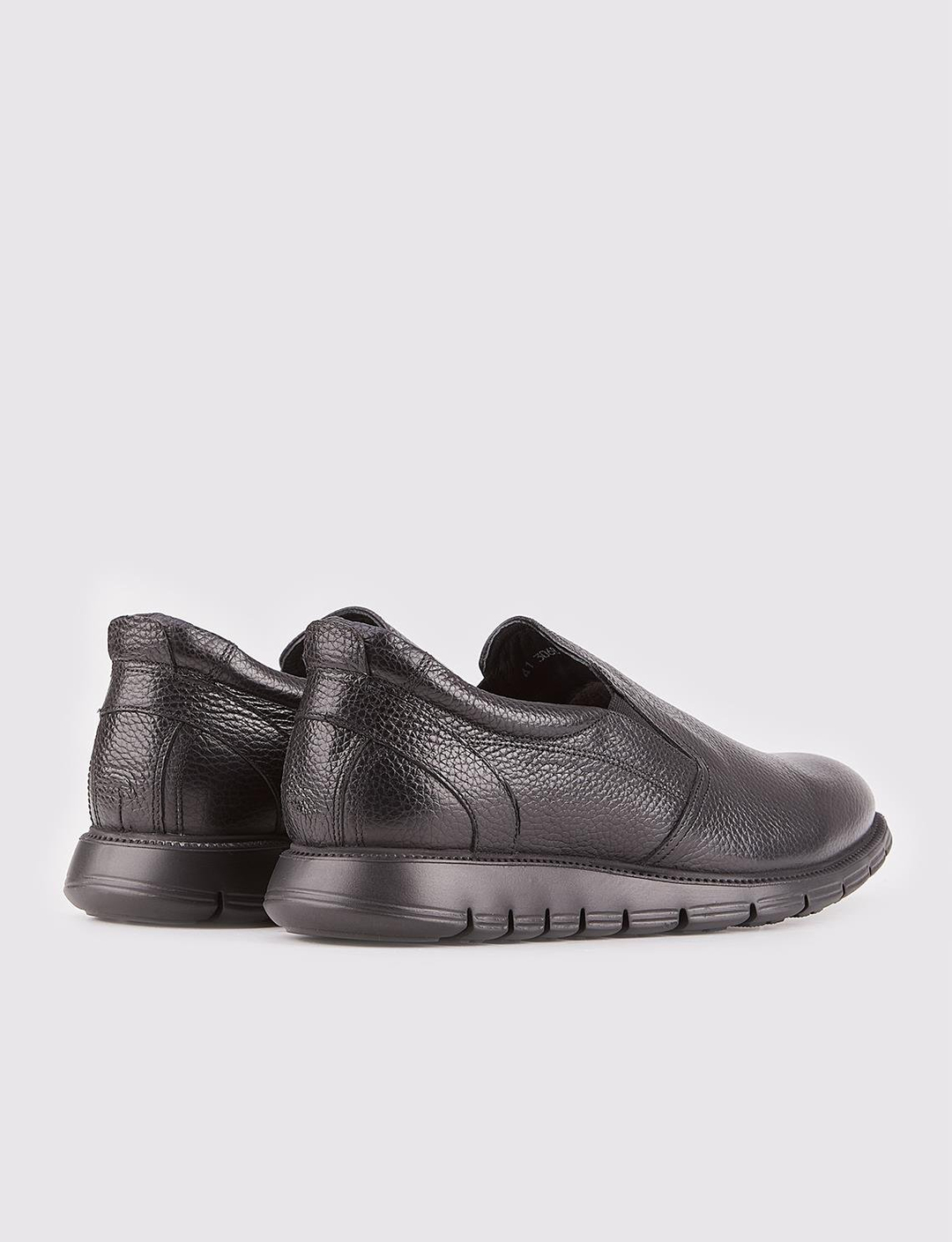 Men Black Genuine Leather Slip On Casual Shoes