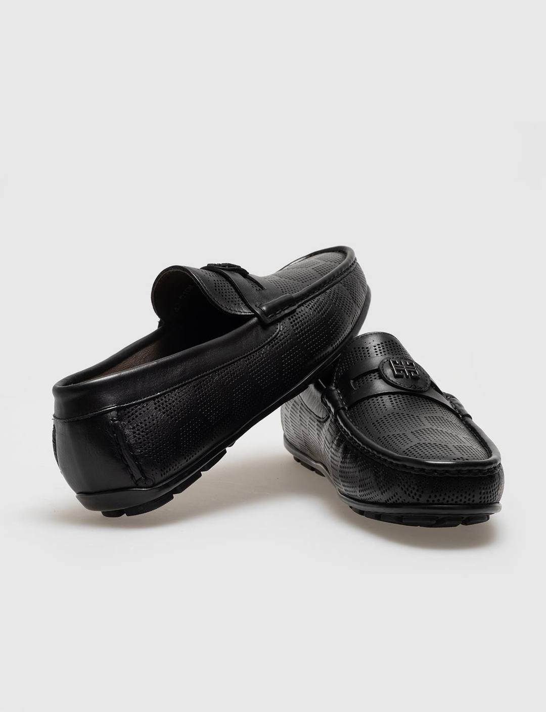 Hakiki Deri Siyah Desenli Tokalı Erkek Loafer