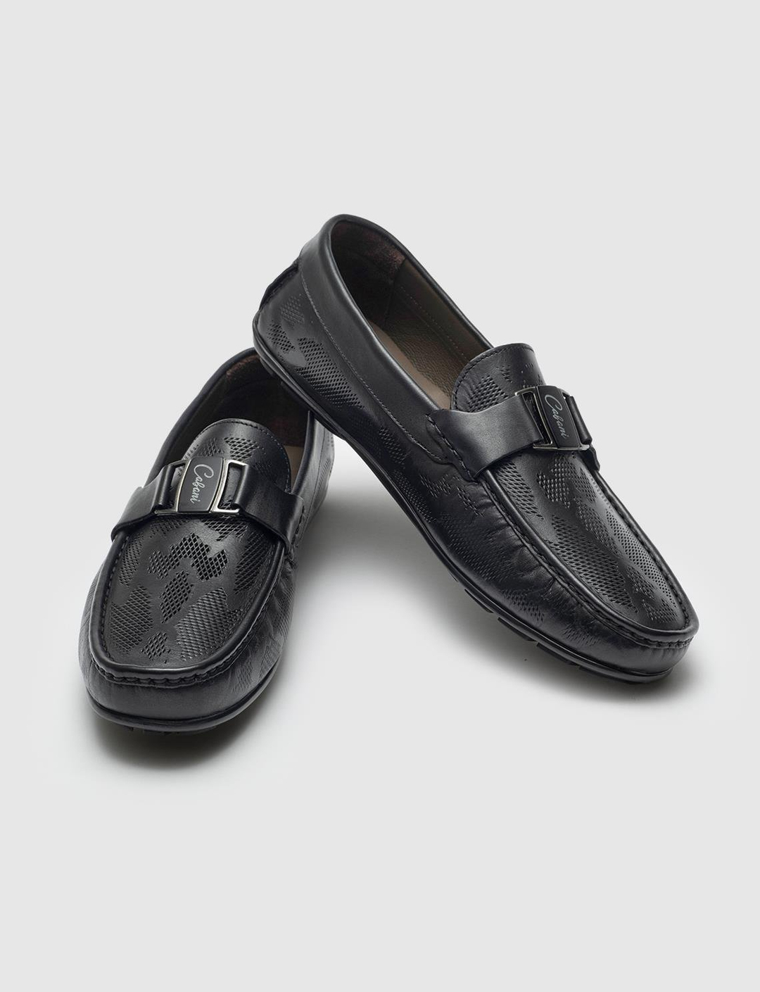 Men Black Genuine Leather Casual Shoes