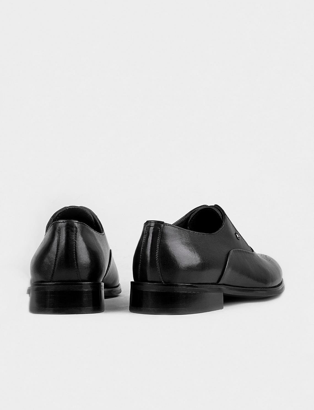 Hakiki Deri Siyah Erkek Bağcıklı Klasik Ayakkabı