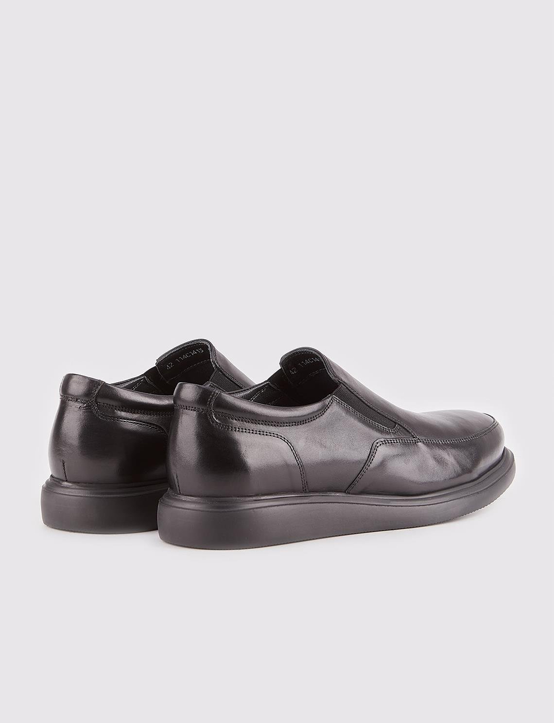 Men Black Genuine Leather Slip-on Casual Shoes