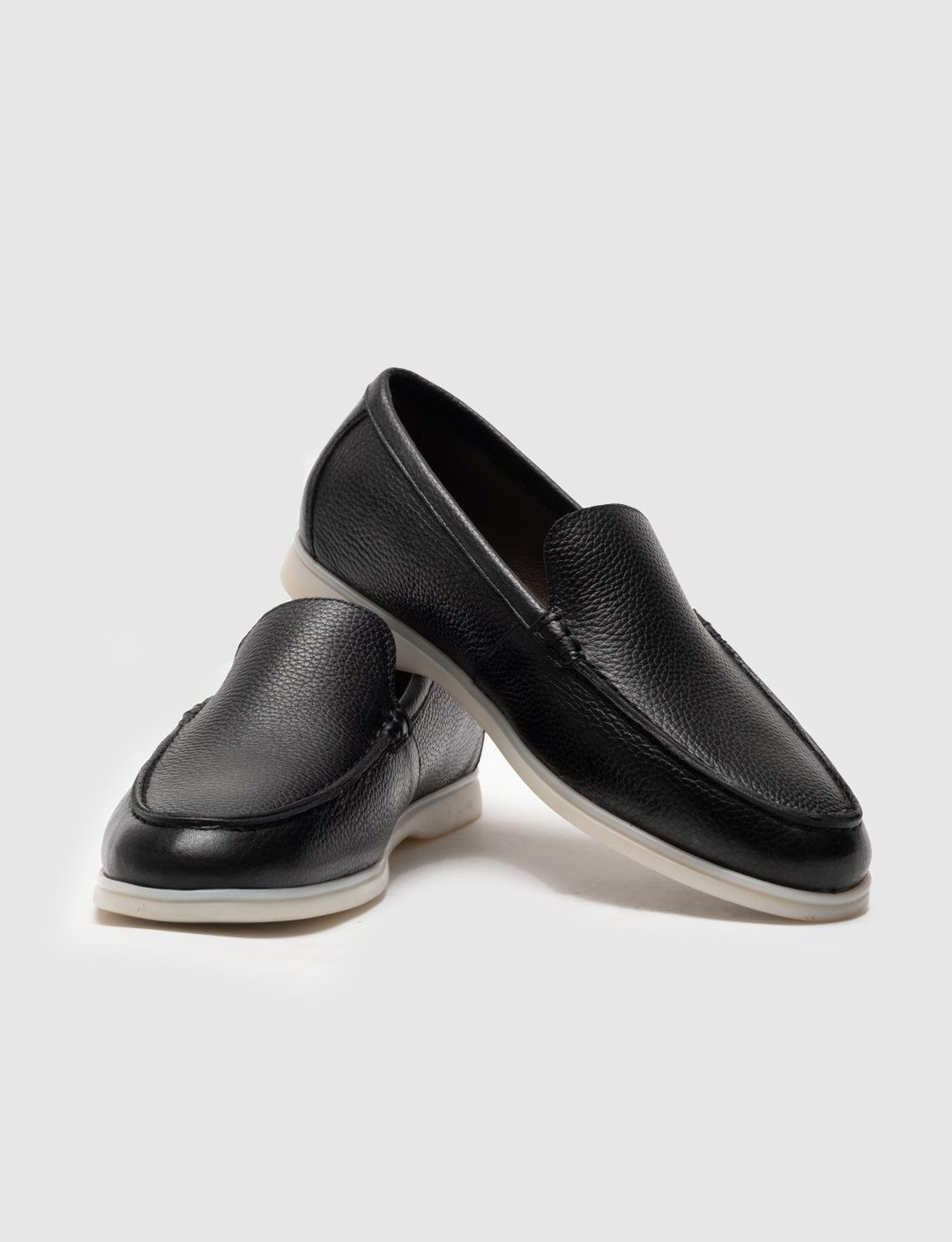 Men Black Genuine Leather Slip On Casual Shoes